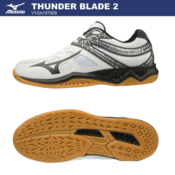 MIZUNO THUNDER BLADE 2 男鞋 女鞋 排球 手球 2.5E 基本 耐磨 輕量 白 黑【運動世界】V1GA197009 product thumbnail 2