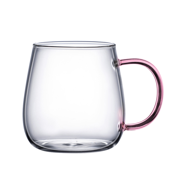 450ml 雙層玻璃杯 耐熱玻璃杯 馬克杯 玻璃水杯 咖啡杯 隔熱杯 透明防燙杯 把手杯 粉琉璃杯 PG450P product thumbnail 2