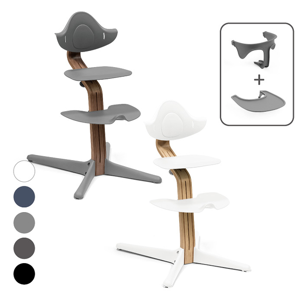 Stokke Nomi 多階段成長椅-經典必備組(多款可選)主體+護圍+餐盤(橡木|胡桃木款)