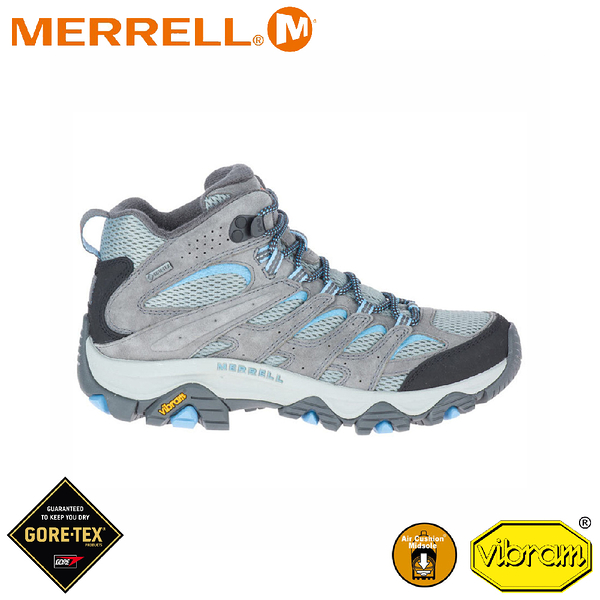 【MERRELL 美國 女 MOAB 3 MID GORE-TEX中筒防水登山鞋《淺灰/水藍》】 ML035820/越野鞋