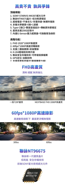 NEXTBASE A161 高畫質1080P SONY感光元件行車記錄器-加贈64G記憶卡