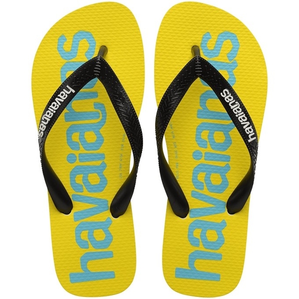 havaianas 哈瓦士 巴西人字拖 男款 Logomania II 黃底黑帶 涼鞋 拖鞋 夾腳拖 海灘鞋【南風百貨】