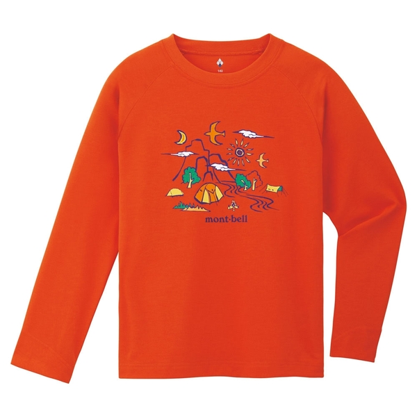 【Mont-Bell 日本 童 WIC.T L/S CAMPING 長袖排汗T恤 《橙紅》】1114259/排汗衣/圓領衫 product thumbnail 2