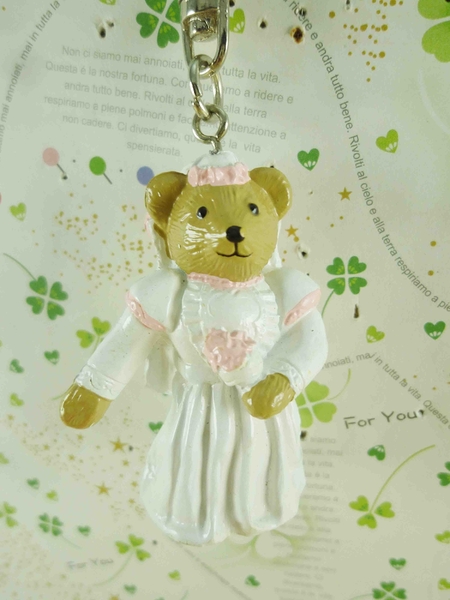 【震撼精品百貨】泰迪熊_Teddy Bear~鑰匙圈-白禮服