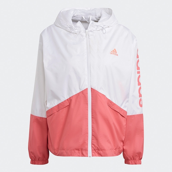 Adidas Essentials 女裝 外套 連帽 風衣 圓弧後擺 口袋 網布 白 粉【運動世界】GM5623 product thumbnail 2