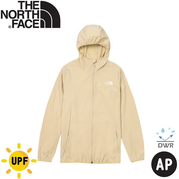 【The North Face 美國 男 抗UV防潑外套 AP《淺卡其》】7WCY/登山/露營/連帽外套/防曬外套/薄外套