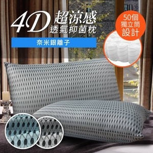 【三浦太郎】台灣精製。4D透氣銀離子抑菌獨立筒枕頭/四色任選深藍