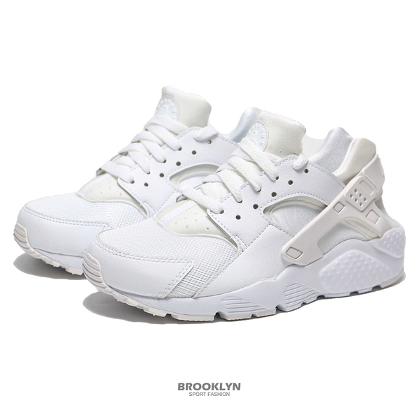 nike 休閒鞋 huarache run gs 全白 網布 皮革 武士鞋 女 (布魯克林) 654275-110