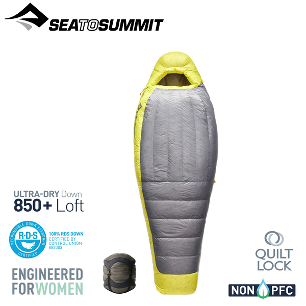 【Sea To Summit 澳洲 女 Spark W -1 極輕暖鵝絨睡袋R《淺灰黃》】SL041071/保暖睡袋/露營/登山