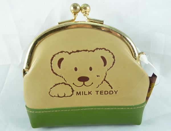 【震撼精品百貨】MILK TEDDY _泰迪熊 ~ 皮製零錢包『米&綠』