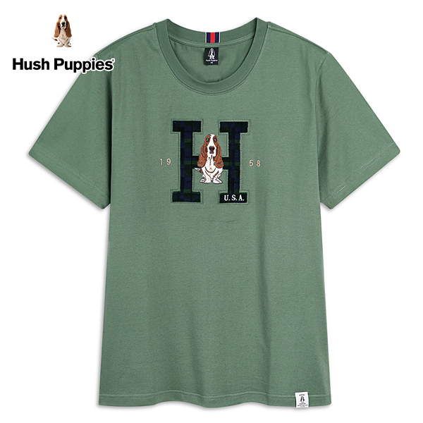 Hush Puppies T恤 男裝經典H格紋刺繡狗短袖T恤