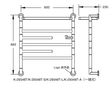 【麗室衛浴】 KOHLER Underscore K-29348T-A-0電熱毛巾架(隱藏式)