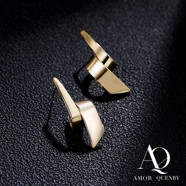 AQ 925純銀 個性時尚獨特不規則設計耳環/耳針(AMOR Quenby) product thumbnail 4
