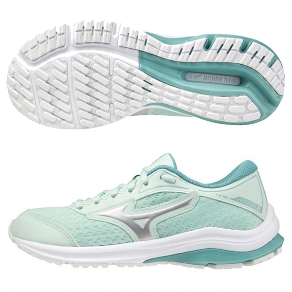 MIZUNO WAVE RIDER 25 JR 童鞋 女鞋 慢跑 避震 耐磨 湖水綠【運動世界】K1GC213304