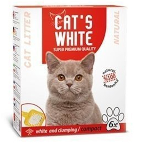 『寵喵樂旗艦店』【單盒】CATS WHITE《白喵貓砂》6LB 膨潤土凝結貓砂(貓砂 礦物砂 膨潤土 凝結貓砂)