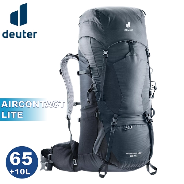 【Deuter 德國 AIRCONTACT LITE 65+10L 拔熱式透氣背包《深灰/黑》】3340721/登山後背包/登山