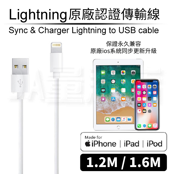 Songwin iPhone Lightning 8Pin MFI蘋果認證 充電線/傳輸線 1.6M