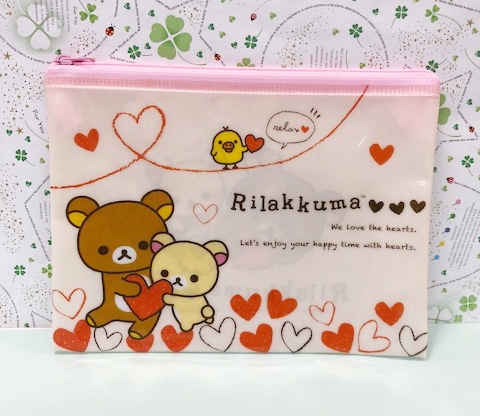 【震撼精品百貨】Rilakkuma San-X 拉拉熊懶懶熊~拉拉熊單層拉鍊收納包-愛心#19340 product thumbnail 2