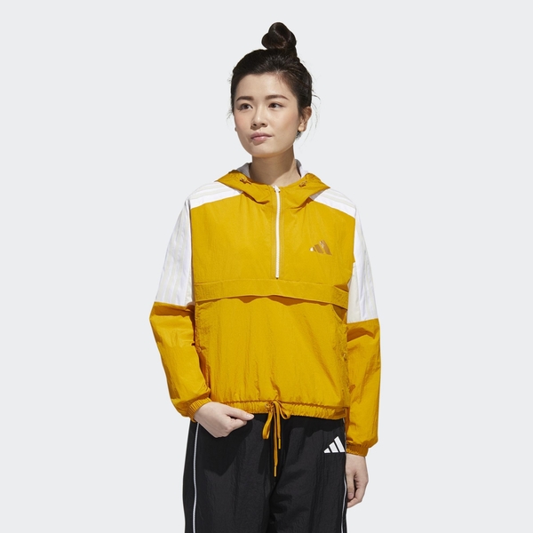 【下殺】Adidas 女裝 長袖上衣 連帽 半開襟 防風 張鈞甯 黃白【運動世界】GM1470 product thumbnail 3