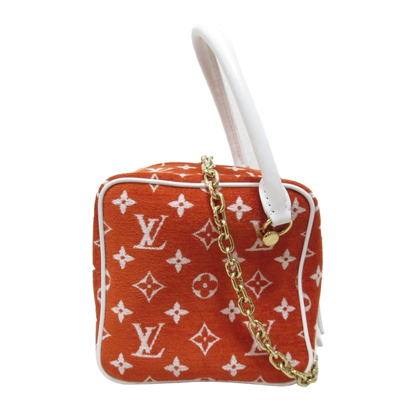 【二手名牌BRAND OFF】LOUIS VUITTON LV 路易威登 紅白色 原花 牛皮 棉布 Match Square 手提包 M46212