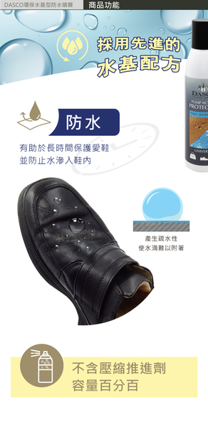糊塗鞋匠 優質鞋材 L50 英國DASCO環保水基型防水噴霧250ml 1罐 DASCO防水防汙噴霧 product thumbnail 5