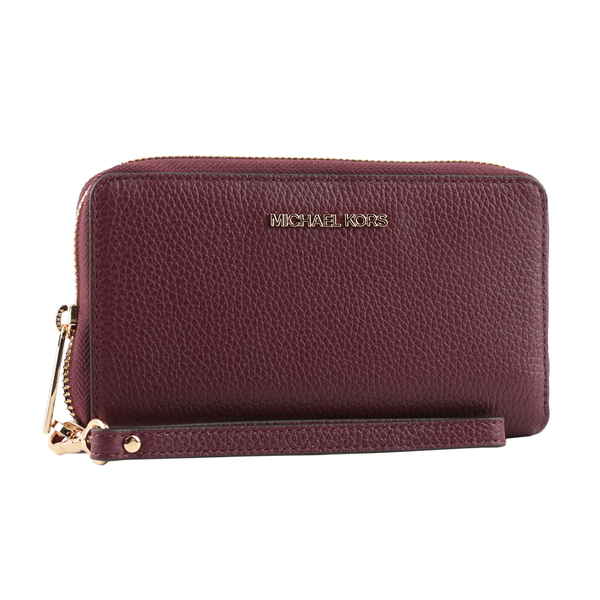 【MICHAEL KORS】JET SET TRAVEL素面皮革中夾/手拿(酒紅色) 35S9GTVE7L MERLOT