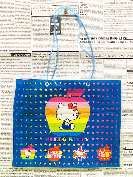 【震撼精品百貨】Hello Kitty 凱蒂貓~日本SANRIO三麗鷗KITTY塑膠袋/購物袋-星星蘋果*82913