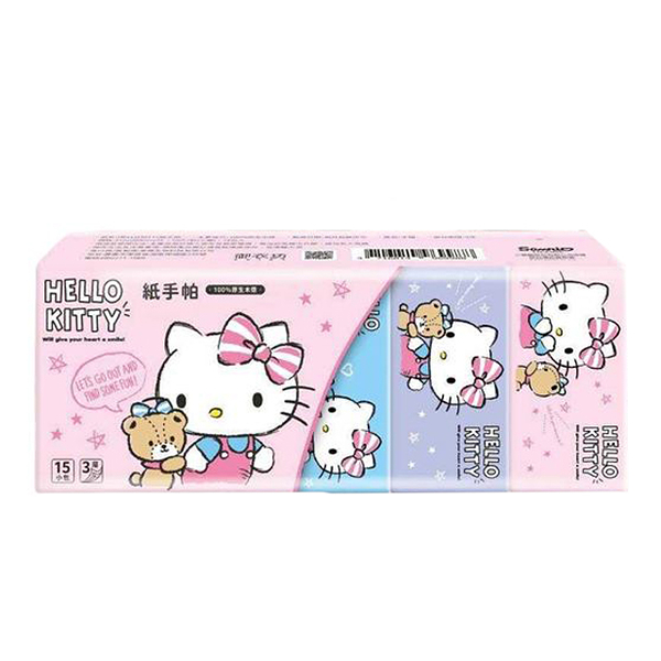 小禮堂 Hello Kitty 袖珍包紙手帕15入組 (少女日用品特輯) 4716814-969988