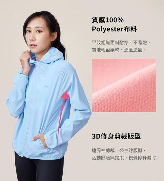 【iFit 愛瘦身】Fitty 輕量防潑水連帽機能外套 寶貝藍 寶貝粉 S-XL product thumbnail 4