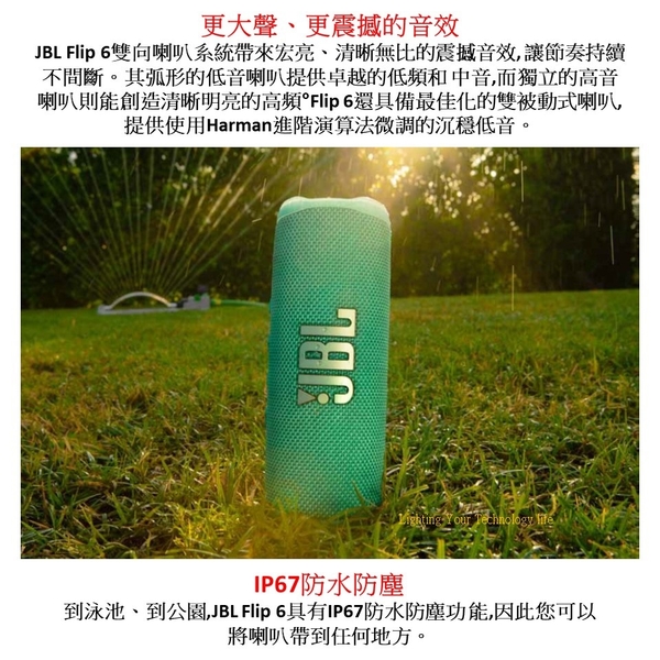 JBL Flip 6 攜帶型防水無線藍牙喇叭【 FLIP6 代理商 英大】