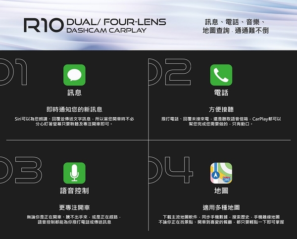 CORAL R10 雙鏡頭 10.36吋行車紀錄器 可攜式CarPlay 可擴充至四鏡頭 product thumbnail 7