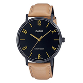 CASIO 卡西歐 手錶專賣店 MTP-VT01BL-1B 指針男錶 皮革錶帶 黑色錶面 生活防水 MTP-VT01BL
