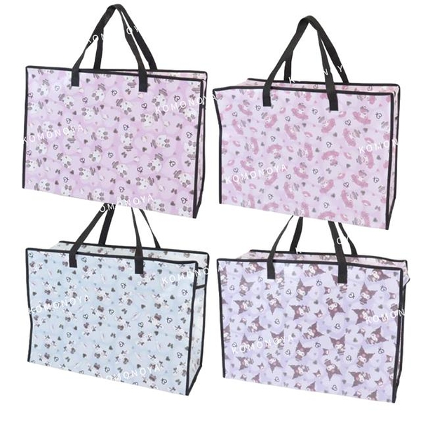 小禮堂 Sanrio 三麗鷗 方形防水拉鍊購物袋 (淺色滿版款) Kitty 酷洛米 大耳狗