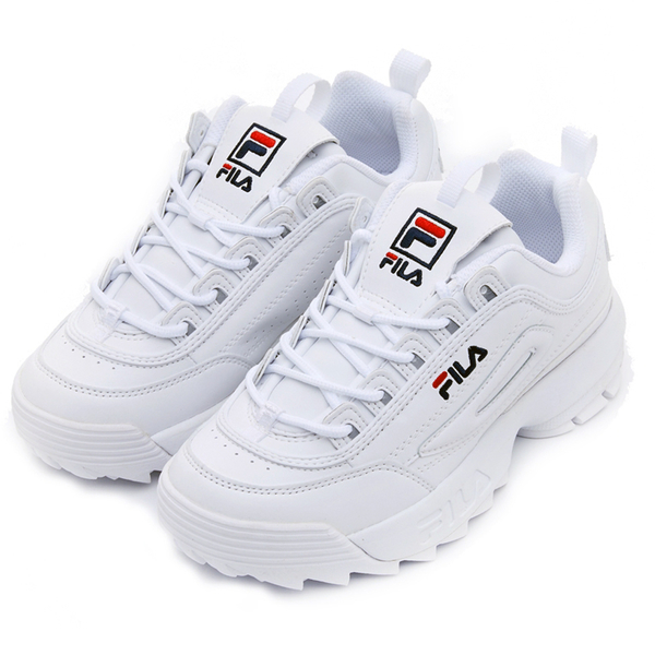 【現貨】FILA DISRUPTOR II 女鞋 老爹鞋 鋸齒鞋 休閒 厚底 增高 皮革 白【運動世界】4-C608V-125