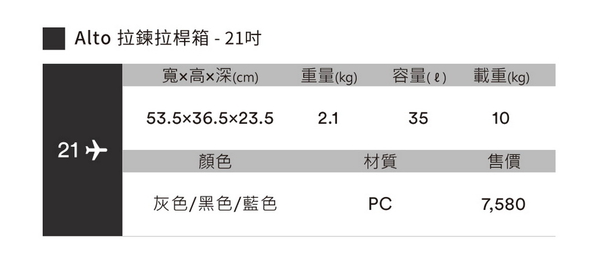 LOJEL ALTO 21吋可登機 (促銷價) 極輕量2.1kg 防爆拉鍊箱 登機箱/旅行箱-黑色 CF1793 product thumbnail 10