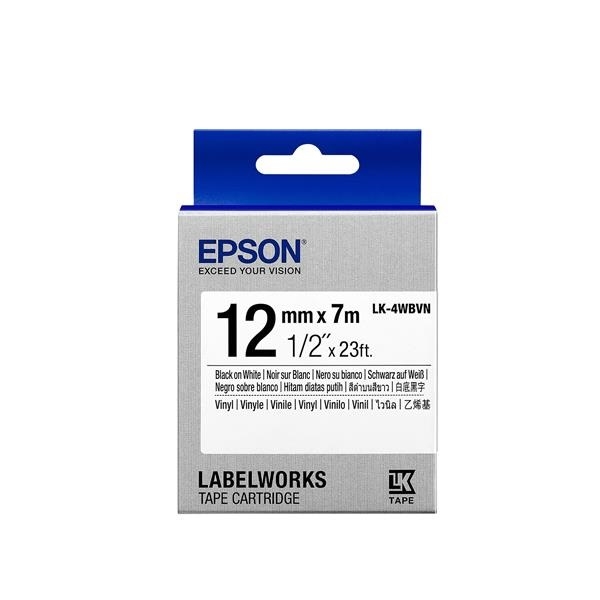 EPSON LK-4WBVN 原廠標籤帶(耐久12mm)白黑 C53S654479
