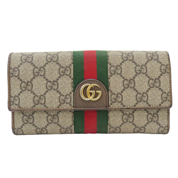 【二手名牌BRAND OFF】GUCCI 古馳 烏木色 PVC塗層帆布 迪士尼聯名 三隻小猪 長夾 557803