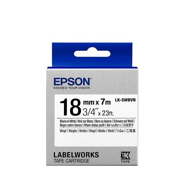 EPSON LK-5WBVN 原廠標籤帶(耐久18mm)白黑 C53S655423