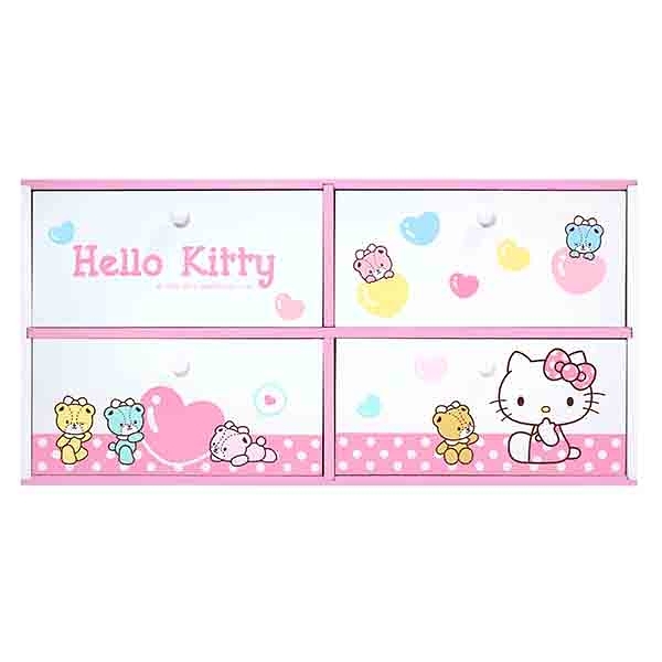 【震撼精品百貨】Hello Kitty 凱蒂貓~HELLO KITTY小熊橫式四抽收納盒-粉紅#38564