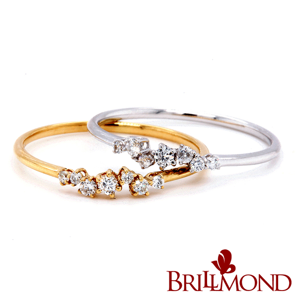 【BRILLMOND JEWELRY】18K金 10分 星河 鑽戒 雙色選(18K金台 天然鑽石總重10分)