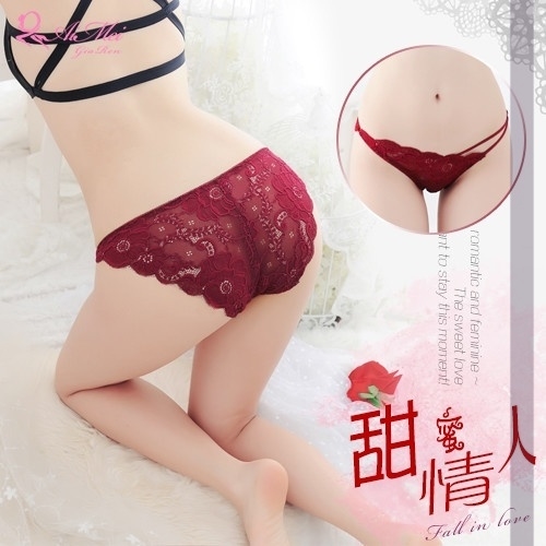 性感內褲 買送潤滑液 女性 商品 情趣用品【PerfectLover】甜蜜情人 細帶斜邊花漾蕾絲三角褲 product thumbnail 5