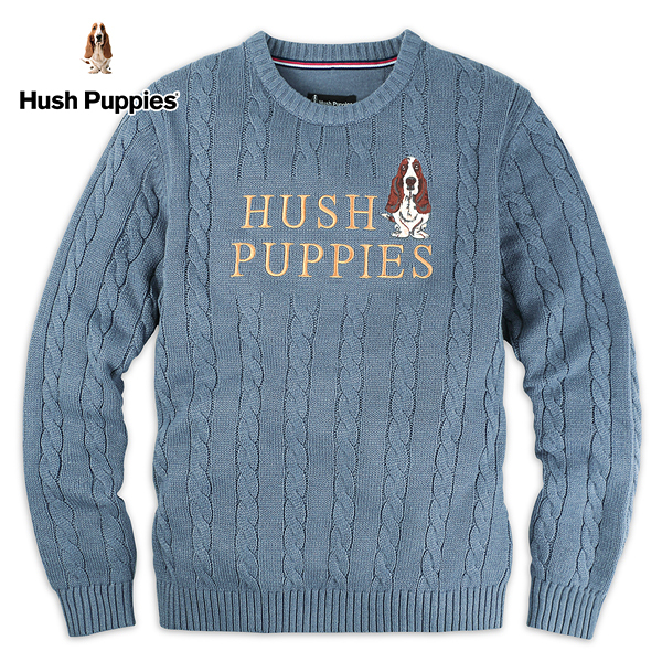 Hush Puppies 線衫 男裝麻花立體品牌刺繡狗長袖線衫