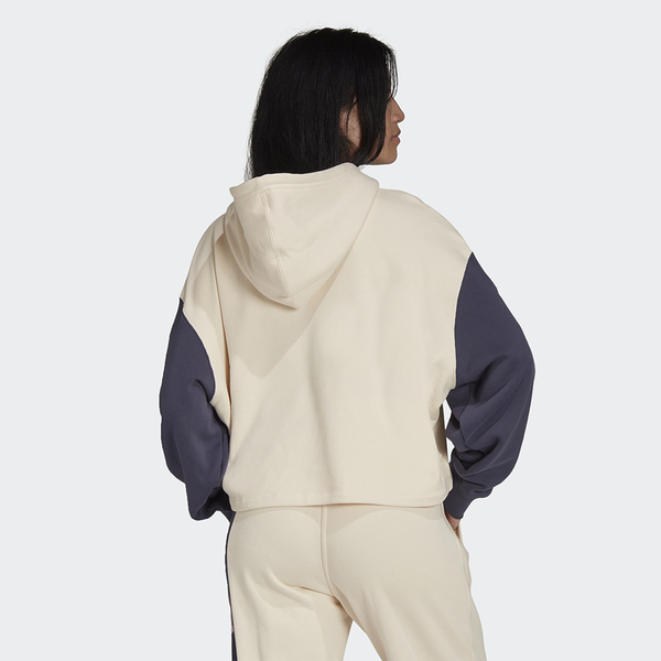 Adidas Originals HOODIE 女裝 長袖 帽T 寬鬆 拚色 棉 米灰【運動世界】HD9782 product thumbnail 5