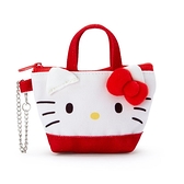 小禮堂 Hello Kitty 造型帆布零錢包 掛飾零錢包 耳機包 鑰匙包 (紅 手提袋) 4550337-543993