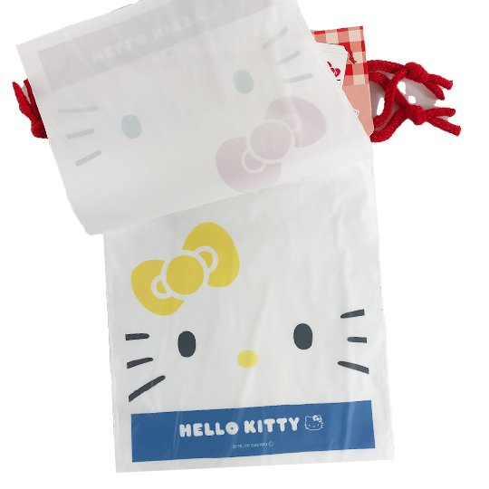 小禮堂 Hello Kitty 防水束口袋組 旅行收納袋 文具袋 小物袋 縮口袋 銅板小物 (2入 白) 4573135-593502 product thumbnail 2