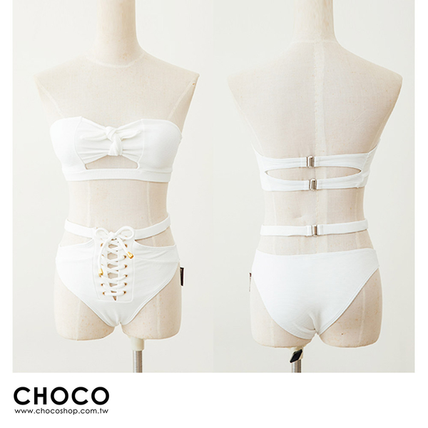 Choco Shop-安潔拉天使‧二件式時尚顯瘦平口比基尼泳衣(白色) S~L product thumbnail 6