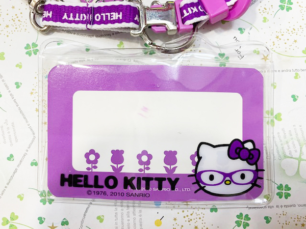 【震撼精品百貨】Hello Kitty 凱蒂貓~KITTY日本SANRIO三麗鷗~證件套附繩-眼鏡紫*09143 product thumbnail 5