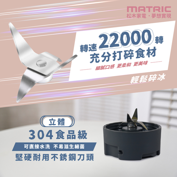 MATRIC松木 冰沙纖活304不鏽鋼刀頭果汁機(600ml雙杯組) MG-JB0620D product thumbnail 6