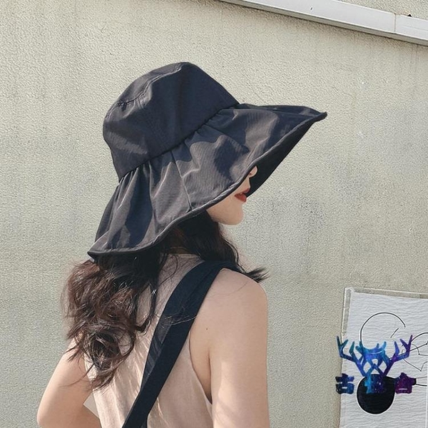 漁夫帽防曬遮陽帽子女夏遮臉防紫外線太陽帽【古怪舍】