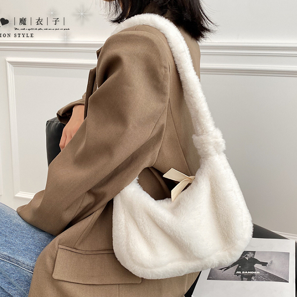 【QP282】魔衣子-時尚洋氣可愛毛絨百搭單肩手拎小包